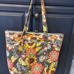 Vera Bradley Quilted Floral Tote Bag in Yellow & Coral